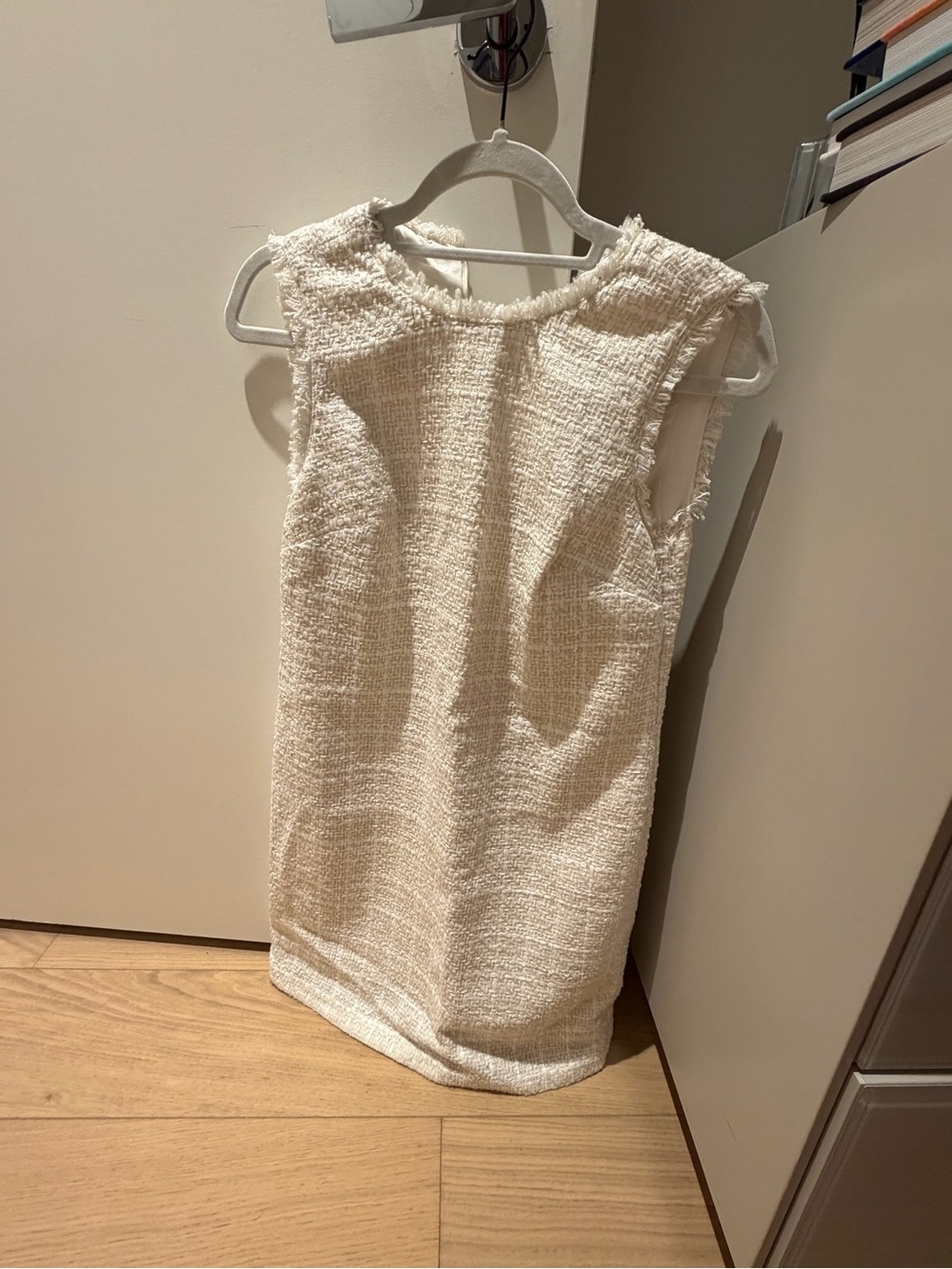 Ann Taylor Sleeveless Cream Tweed Shift Dress